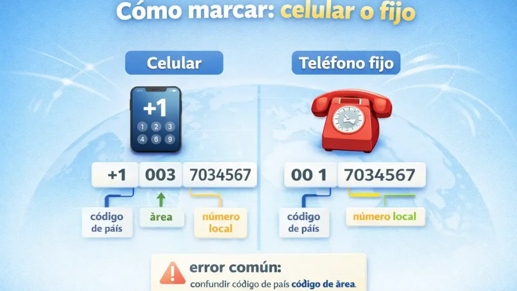Qu&eacute; debes marcar si llamas desde celular o tel&eacute;fono fijo