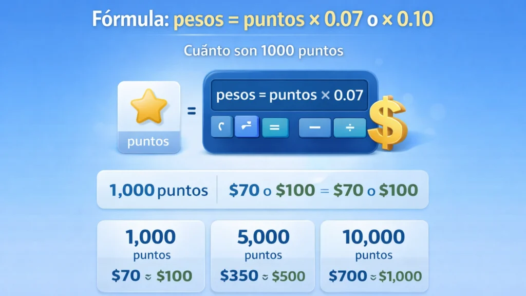 Equivalencia de Puntos BBVA a pesos con f&oacute;rmula y ejemplos de cu&aacute;nto son 1000 y 10000
