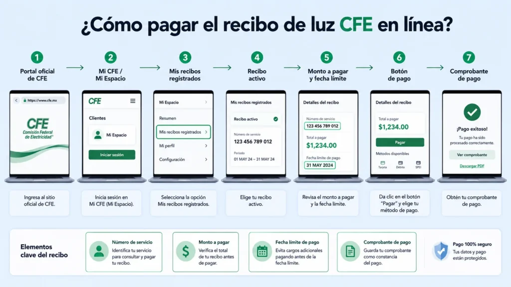 C&oacute;mo pagar el recibo de luz CFE en l&iacute;nea desde Mi Espacio