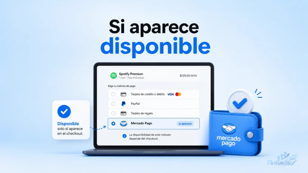 Pagar Spotify con Mercado Pago solo si aparece disponible en el checkout