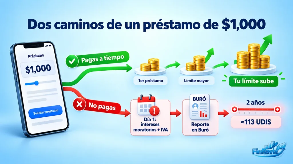Pr&eacute;stamos de 1000 pesos: qu&eacute; pasa si pagas a tiempo y si no pagas.