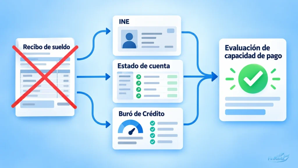 Pr&eacute;stamos sin comprobante de ingresos: la entidad eval&uacute;a tu capacidad de pago con INE, estados de cuenta y Bur&oacute; de Cr&eacute;dito.
