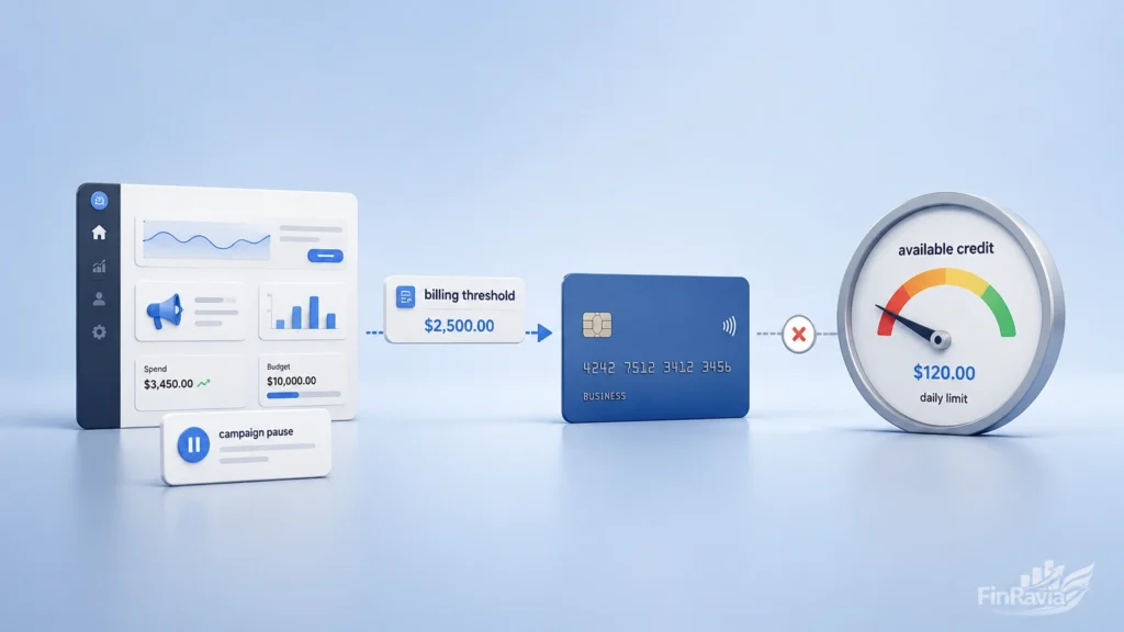 Card limit for ad spend and billing threshold charge decline