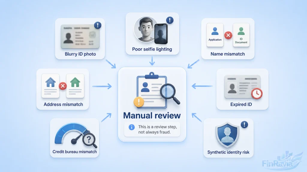 Reasons identity verification can fail or move a bank, card or loan application to manual review
